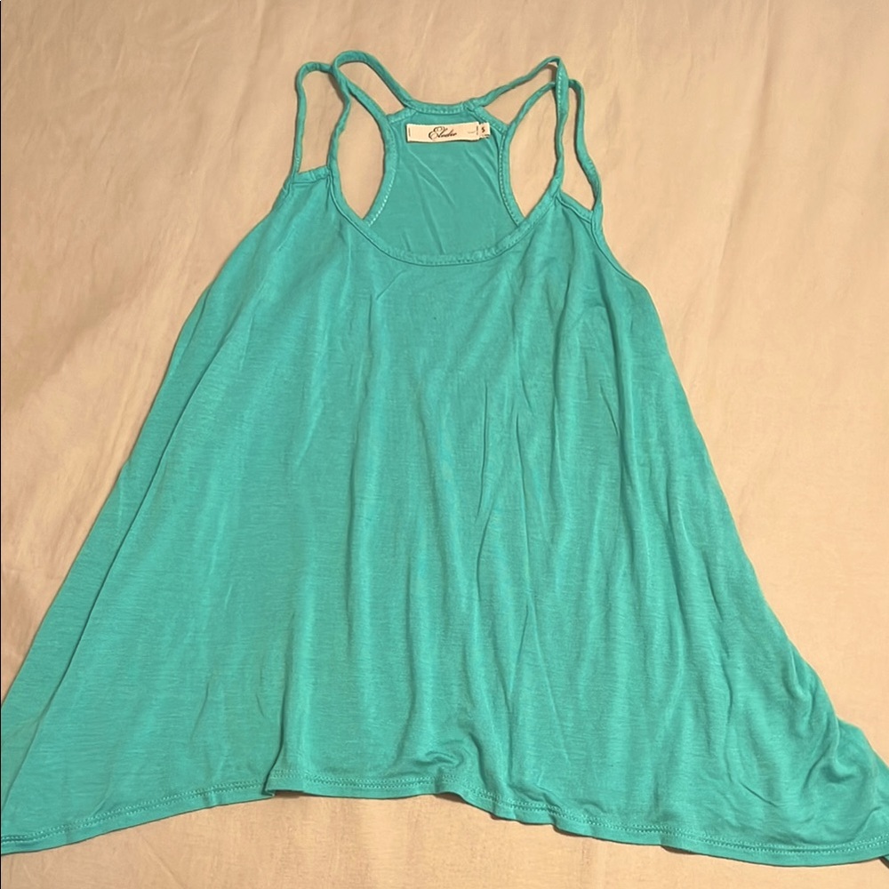 Elodie Teal Asymmetrical Tank Top